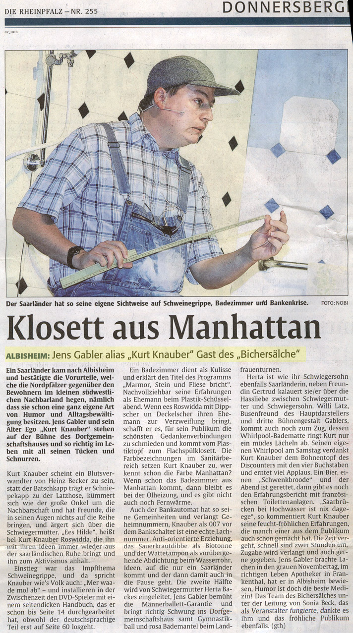 Die Rheinpfalz am 11.03.2009