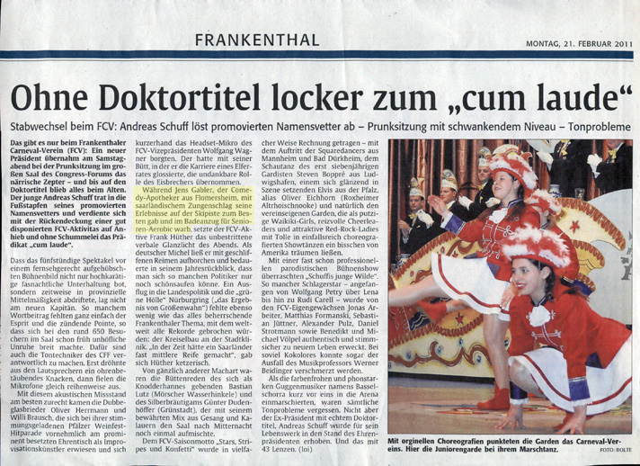 Die Rheinpfalz am 21.02.2011