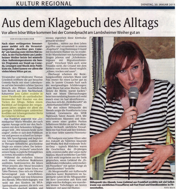 Die Rheinpfalz am 20.01.2015